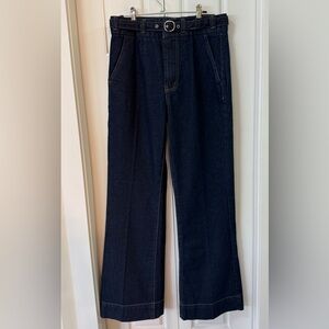 Autres Filles Wide Leg Dark Blue Jeans Gold Belt | 6/28